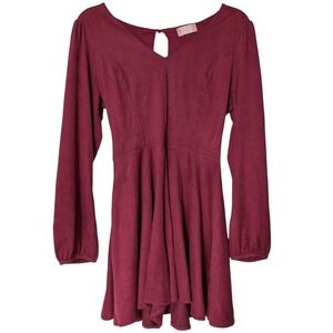 Altar'd State Romper Women Large Maroon Red Faux Suede Belt Boho Chic Adorable‎